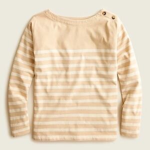 J.Crew Beige Striped Mariner Boatneck Long Sleeve Tee